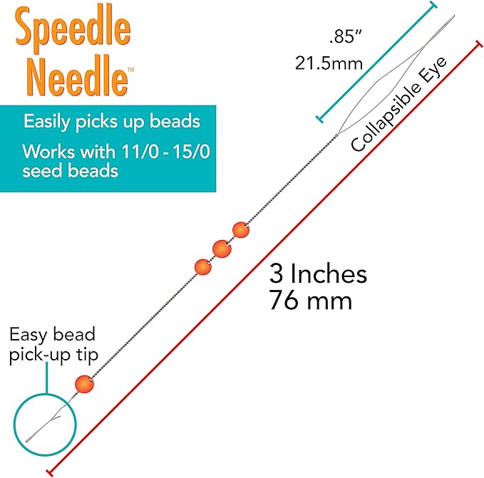 The Beadsmith Speedle Needle, 3 inches (76mm), 2 Pieces per Pack, Quickly and Efficiently Load Beads onto Your Thread, Works Best with 15/0 – 11/0 Seed Beads