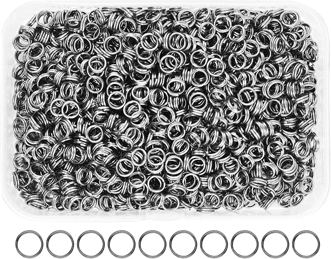 Mandala Crafts 5mm Gunmetal Double Jump Rings for Jewelry Making - 1500 Pcs Small Split Key Rings Set for Crafts, DIY Keychains, and Accessories