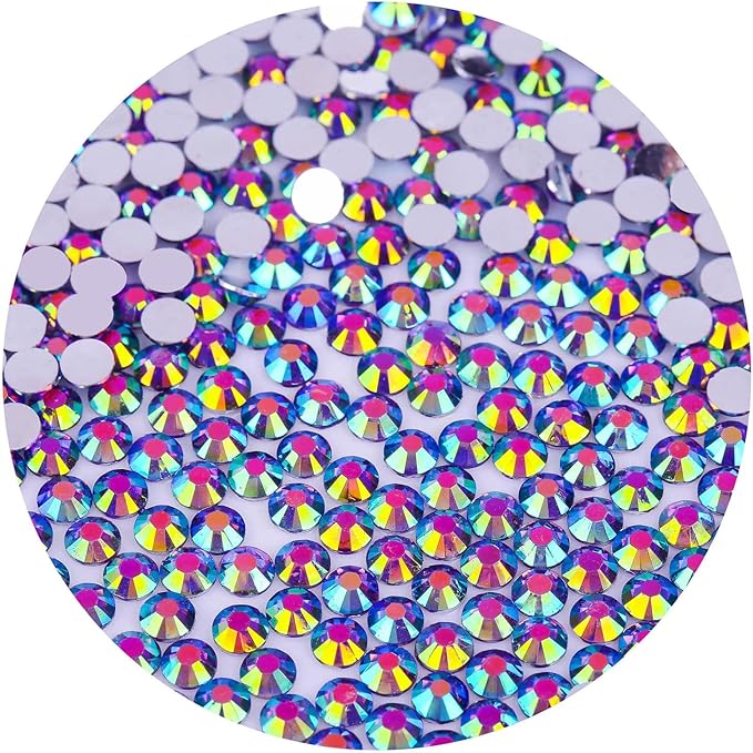 1440 Pcs SS20 5mm Flatback Rhinestones for Nails Art Crafts Glitter Round Gems AB Crystals DIY Clothes Shoes （Rose Purple AB）