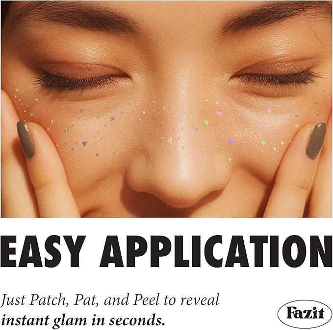 Fazit Makeup Patches - Candy Heart Speckles - Glow Up Make-Up Patches - Cute Glitter Makeup Accessories for Women - Cosmetic Glitter for Face