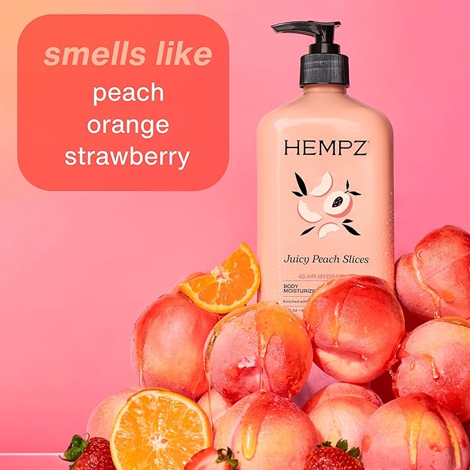 Hempz Juicy Peach Lotion, Hydrating Body Moisturizer, juicy fruit, 17 fl.oz.