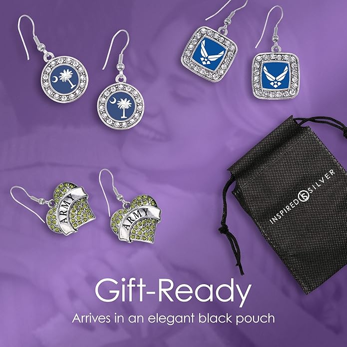 Inspired Silver - Silver Customized Charm French Hook Drop Earrings with Cubic Zirconia Jewelry
