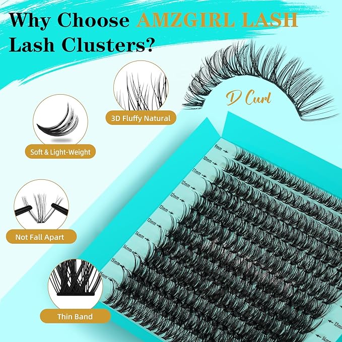 Lash Extension Kit 240Pcs 40D Individual Lashes Clusters Kit,Lash Bond And Seal for Eyelashes Extensions,Lash Applicator Tool For False Eyelash Cluster Kit(40D,D-Mix9-16mm)