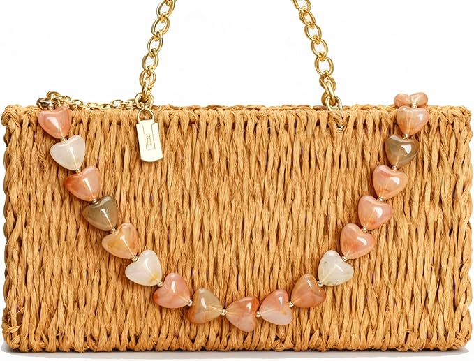 AUMEY Acrylic Heart Bag Chain Purse Charm Versatile handbag Chain Strap Wallet Handle Replacement Handbag Accessory