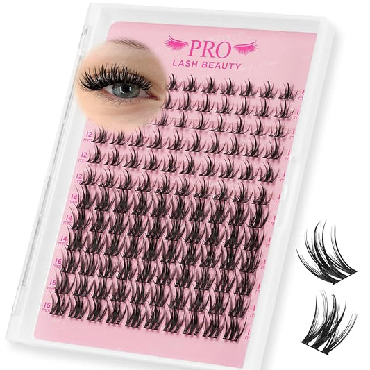 PRO LASHBEAUTY Lash Clusters, Eyelash Clusters 8-18 Mixed Cluster Eyelash Extensions Mixed Lash Extension Reusable Soft & Comfortable (Dewy,8-18mix)