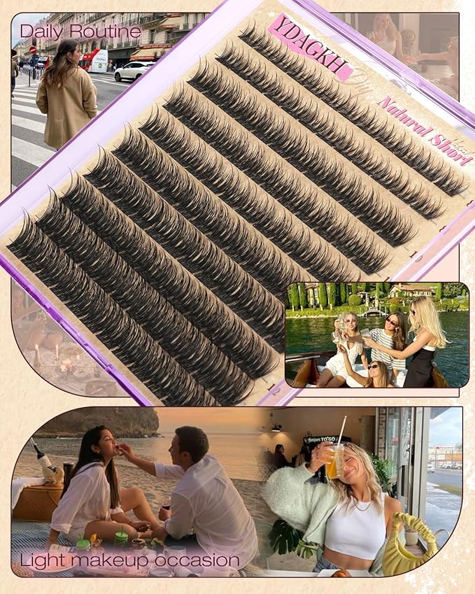 Short Lash Clusters 8-14mm Natural Cluster Eyelashes Ultra-Thin Band Cluster Eyelash Extensions Wispy Lash Extension DIY Silk Mink Eyelash Clusters Super Natural