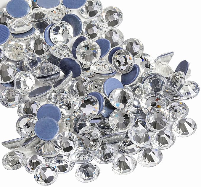 Beadsland Hotfix Rhinestones, 1440pcs Flatback Crystal Rhinestones for Crafts Clothes DIY Decoration, Crystal, SS12, 3.0-3.2mm