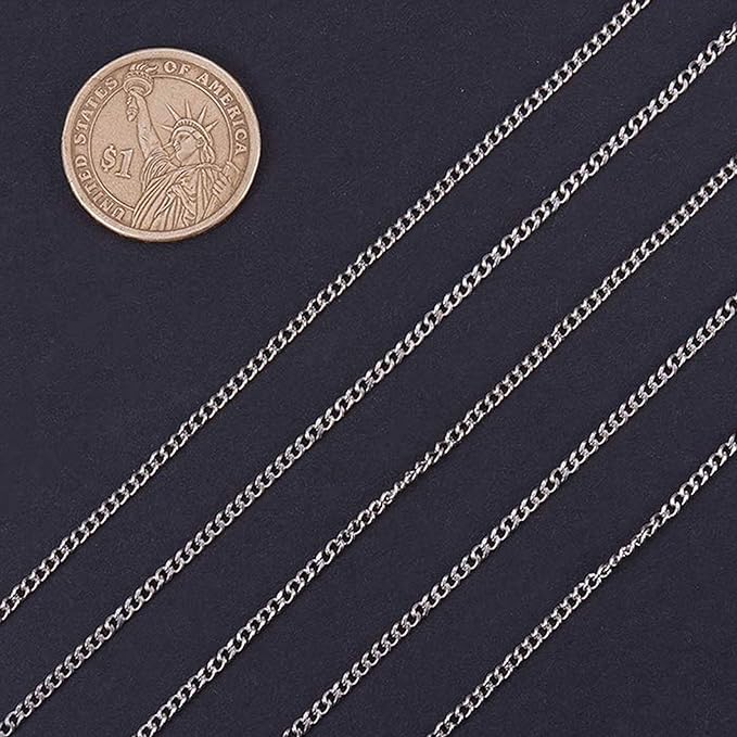 33Feet Stainless Steel Chunky Curb Chains Twisted Links Chain Bulk with Spool for Jewelry Making