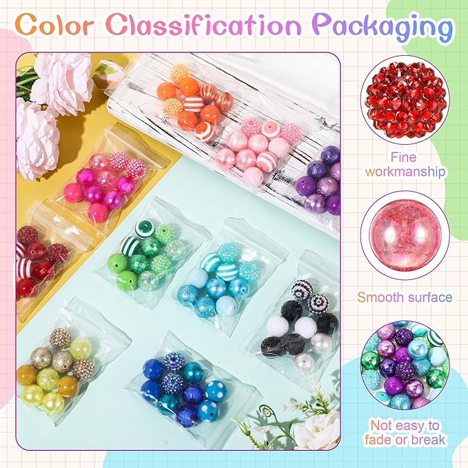 100 Pcs 20mm Rhinestone Bubblegum Beads for Pens Mixed Crystal Resin Chunky Beads for DIY Craft Keychain Necklace Bracelet Jewelry Making(Multicolor)