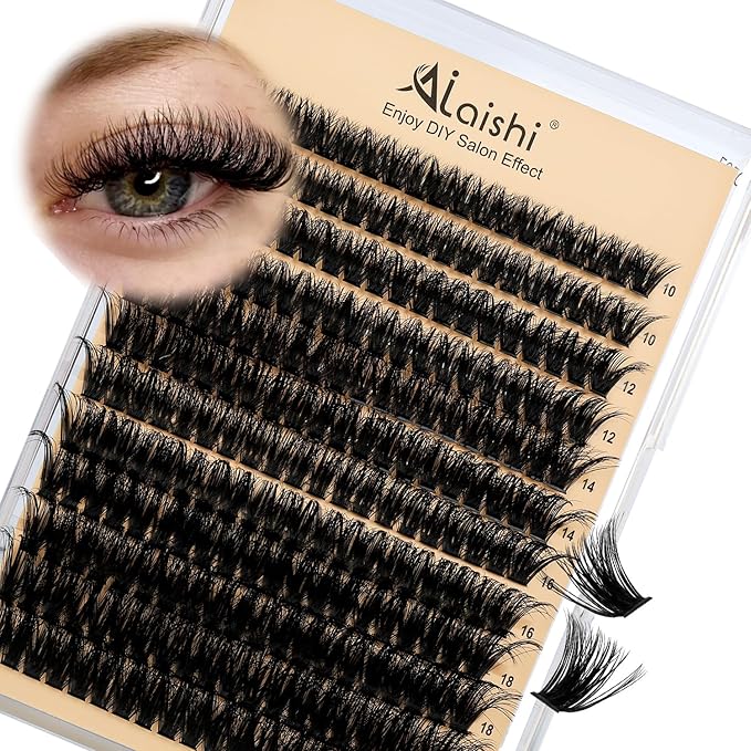 AILAISHI Lash Clusters Kit, DIY Cluster Eyelash Extensions 10‑20mm, 80D, 240pcs Fluffy D Curl Natural Lashes–Fake Cat Eye Individual Clusters