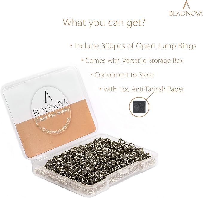 BEADNOVA 4mm Copper Jump Rings for Jewelry Making Open Jump Rings for Keychains and Necklace Repair (300Pcs)