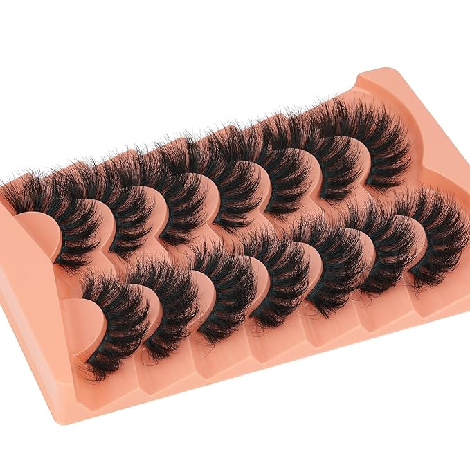 Fluff Eyelashes 8D Fox Eye lashes 18mm Natural False Eyelashes 7 Pairs Full Volume Faux Mink Lashes Multipack by TOOCHUNAG