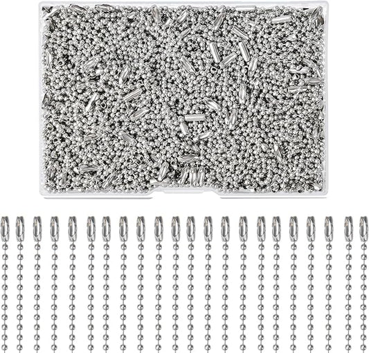 200 Pcs Ball Bead Chain Bulk Keychain 4.7 Inch Metal Dog Tag Small Chains with Connectors for Hanging Decoration