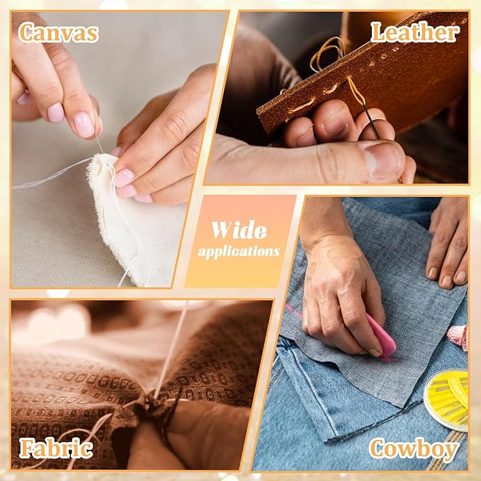 Hair Needle and Thread Set, 12pcs Hair Extension Tools 3 Rolls Hair Weave Sewing Threads with 9pcs C J I Shape Curved Upholstery Needles for Hand Sewing Hair Weave Extension Making Wig