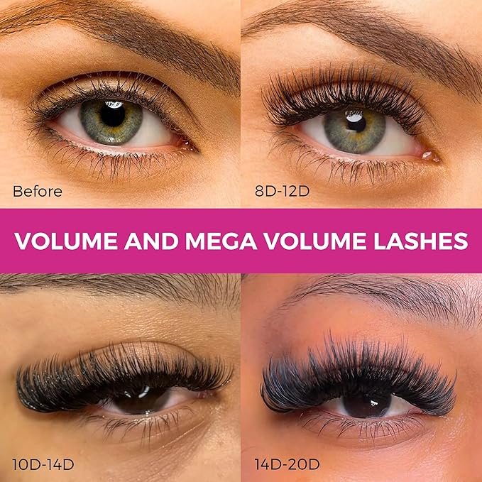 Eyesy Lash 500 Promade Fans - Volume Premade Lash Fans for Eyelash Extensions Pointy Base Handmade Loose Pre Made Eyelashes Middle Stem Soft and Lightweight (12D 0.03 C 16mm)