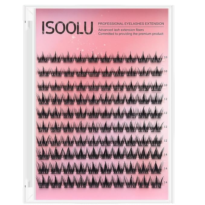 ISOOLU Fairy Lash Clusters Manga Individual Lashes C Curl Wispy Eyelash Clusters WideSpan Eyelash Extension Kit with Lash Bond and Seal Wet-Look Spiky Cluster Lashes (Cutey 240PCS)