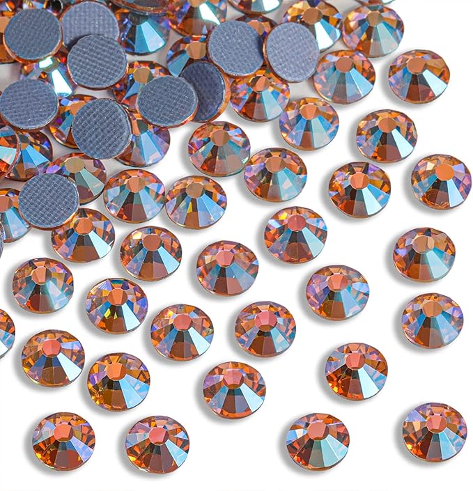 Beadsland Hotfix Rhinestones, 1440pcs Flatback Crystal Rhinestones for Crafts Clothes DIY Decorations, Champagne AB, SS12, 3.0-3.2mm