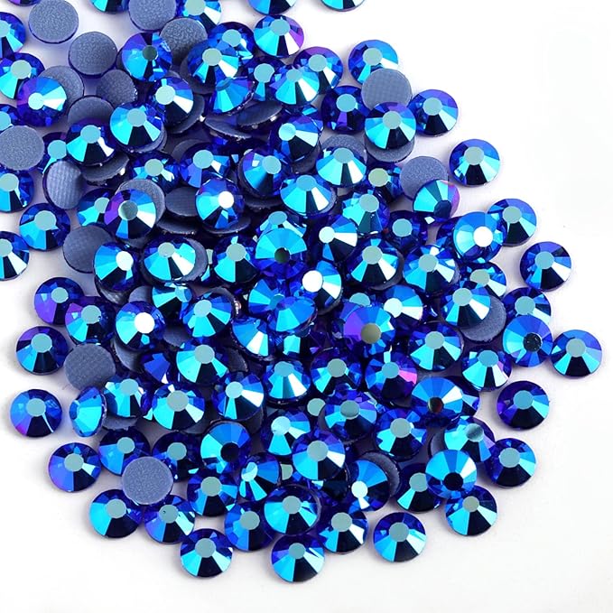 Beadsland Hotfix Rhinestones, 2880pcs Flatback Crystal Rhinestones for Crafts Clothes DIY Decoration, Sapphire AB, SS6, 1.9-2.1mm