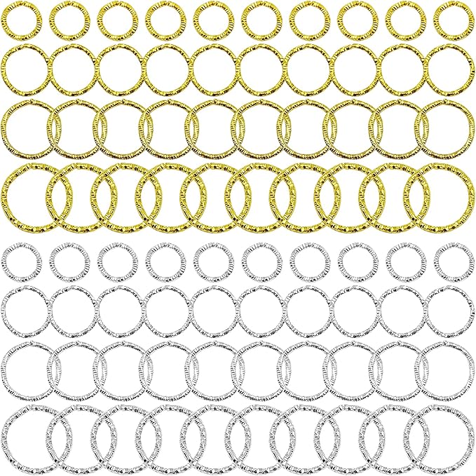 600Pcs Twisted Gold Linking Open Jump Rings, 8/10/12/15mm O Rings Connectors Jewelry Findings Circle Frames for Making DIY Earrings Bracelet Necklace Keychain Pendants Crafts(Gold/Sliver)