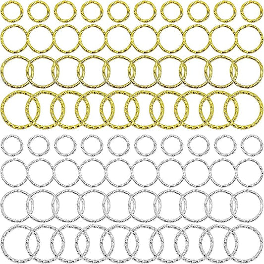 600Pcs Twisted Gold Linking Open Jump Rings, 8/10/12/15mm O Rings Connectors Jewelry Findings Circle Frames for Making DIY Earrings Bracelet Necklace Keychain Pendants Crafts(Gold/Sliver)