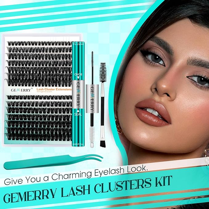 Eyelash Clusters Fluffy Lash Clusters Thick 280pcs Cluster Eyelash Extensions DIY At Home Individual Lashes Cluster Lashes by GEMERRY（80P-15-20mm)