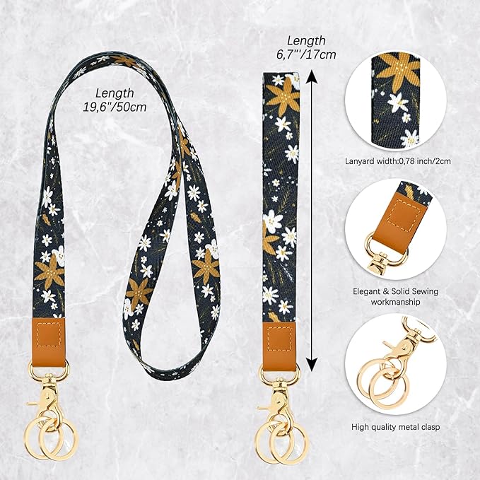 Cool Leopard Wristlet Keychain, Wrist Lanyard Key Chain For Women Men Car Keys Id Holder Card Phone Wallet Camera