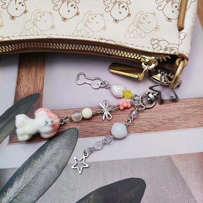 Cute Dog Keychain Fuzzy Dog Puppy Decor Keychain Aesthetic Y2K Bag Charms Stylish Dog Pendant Keychains Accessories
