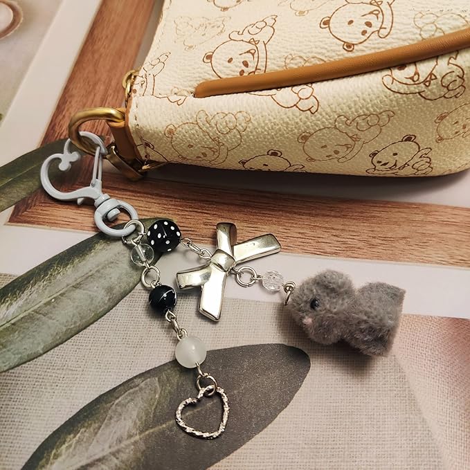 Cute Dog Keychain Fuzzy Dog Puppy Decor Keychain Aesthetic Y2K Bag Charms Stylish Dog Pendant Keychains Accessories