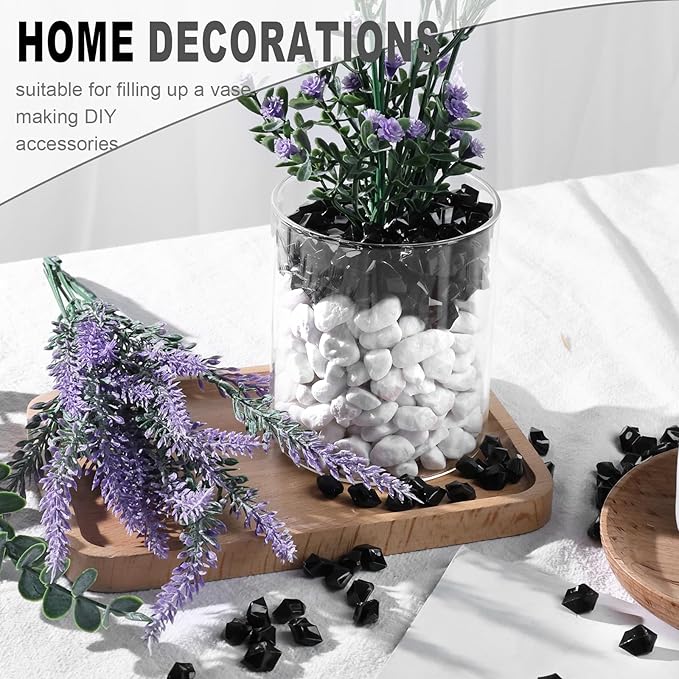 DomeStar 550PCS Black Vase Fillers, Acrylic Fake Crushed Ice Rocks Gems Crystals Plastic Diamonds for Vase Fillers Centerpiece Aquarium Tank Table Scatter Photography Props DIY Display Decoration
