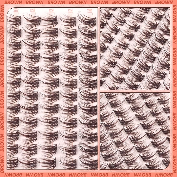 Brown Lash Clusters Wispy Spiky Eyelash Clusters Dark Brown Lash Extension Natural Invisible Band Cluster Eyelash Extensions DIY Individual Lashes Clusters Brown 8-16MM by zanlufly