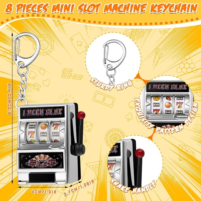 Panelee Slot Machine Keychain Bulk Las Vegas Keychains Mini Casino Kawaii Decoration for Las Vegas Carnival Party Gifts
