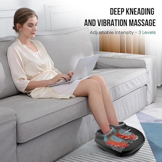 Snailax Shiatsu Foot Massager with Heat, Deep Kneading, Compression, Vibration, Feet Massager Machine for Plantar Fasciitis, Neuropathy, Foot Warmer Under Desk, Size 13, Gifts for Men, Women