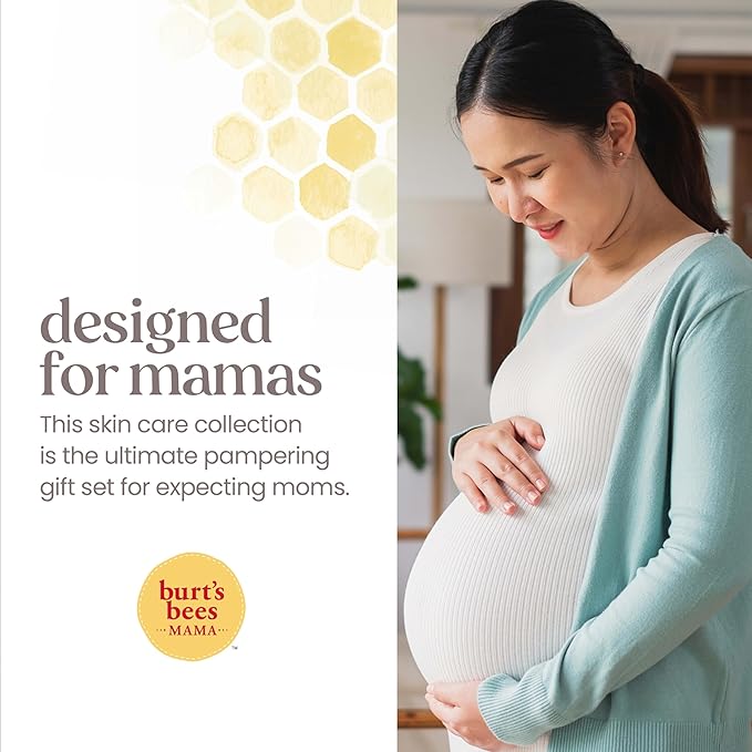 Burt’s Bees Mama Gift Set, Includes Lip Balm, Leg and Foot Cream, and Belly Butter, Natural Origin Skin Care, 0.15 oz./3.38 oz./6.5 oz.