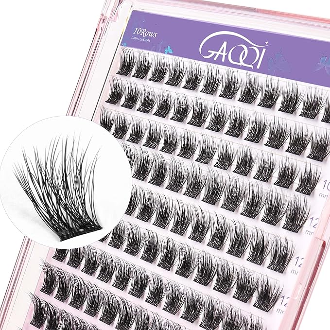 GAQQI Lash Clusters, Cluster Eyelash Extensions 120 Cluster Lashes, Volume Eyelash Clusters 10-14mm, Multilayered 3D Individual Lashes, Soft and Thin Band (3D-GQ01)