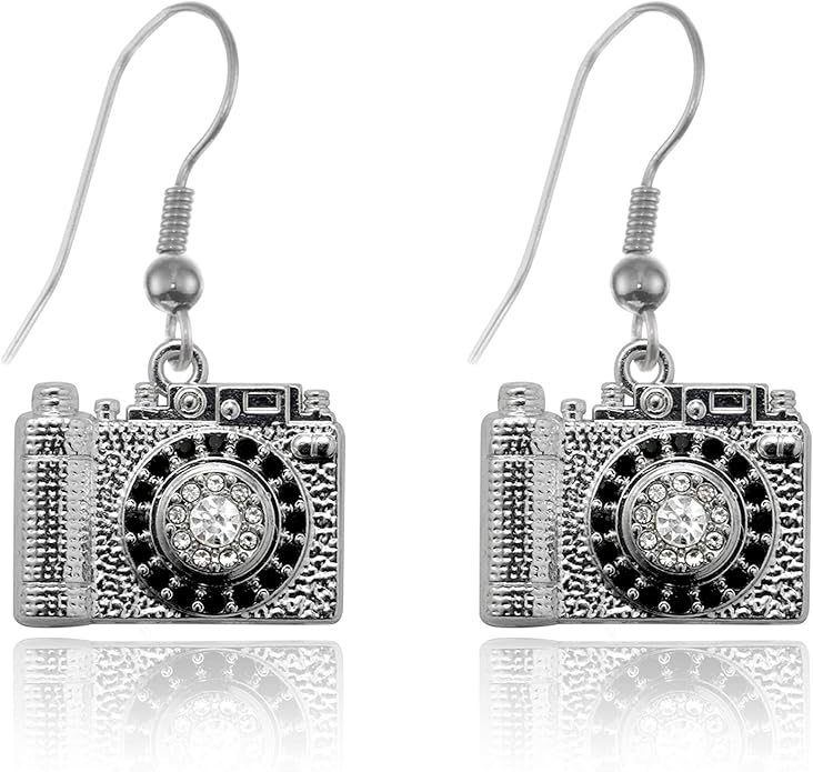 Inspired Silver - Silver Customized Charm French Hook Drop Earrings with Cubic Zirconia Jewelry