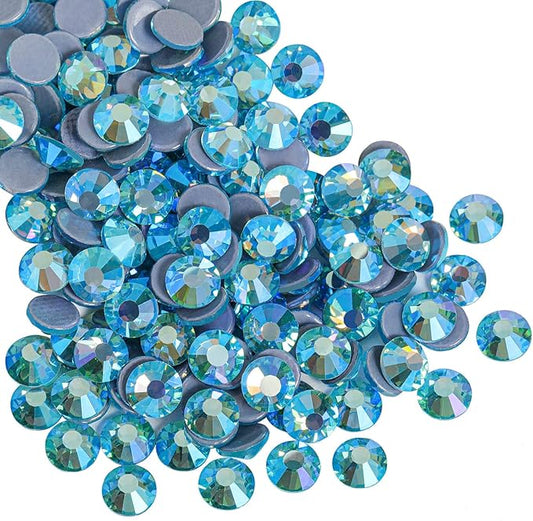 Beadsland Hotfix Rhinestones, 1440pcs Flatback Crystal Rhinestones for Crafts Clothes DIY Decorations, Aquamarine AB, SS16, 3.8-4.0mm