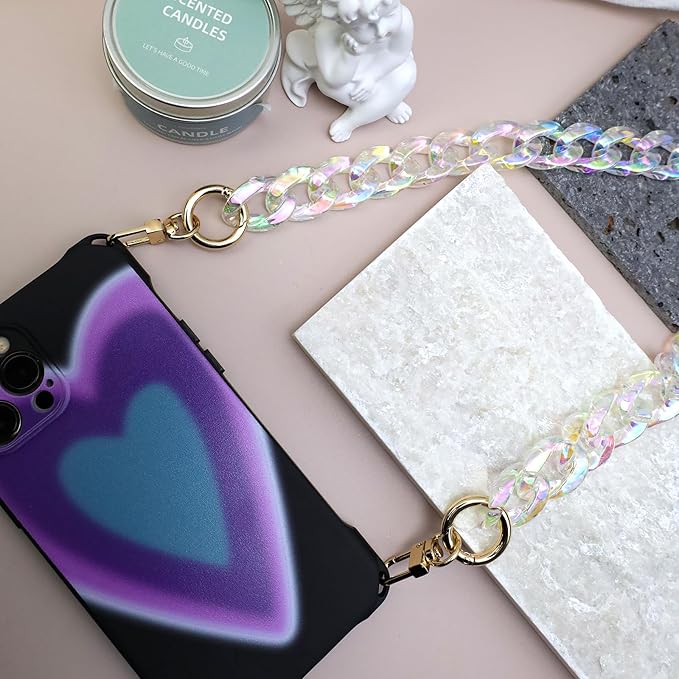 47.2"/120cm Acrylic Resin Chain Handles Bag Purse Detachable Decoration Chain with Buckles, Transparent Rainbow Color Multicolour