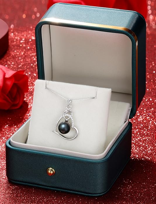 NONNYL Gifts for Women Wife-Tahitian Black Pearl-Necklace-Gift for Wife Wedding Birthday Anniversary Jewelry-Mom Girlfriend Her Mothers Day Gifts for Mom Women Valentines Day Christmas Day Gifts