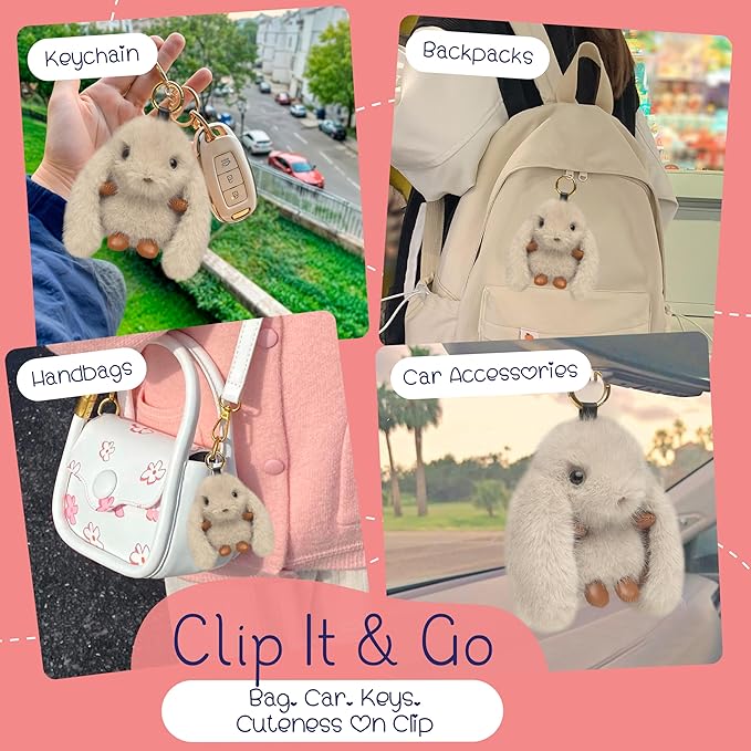 Mimi Buddies Bunny Keychain with Box, BunnyKeychain with Tin, Cute Bag Car Handbag Charm Keychains, BunnyCute Key chain