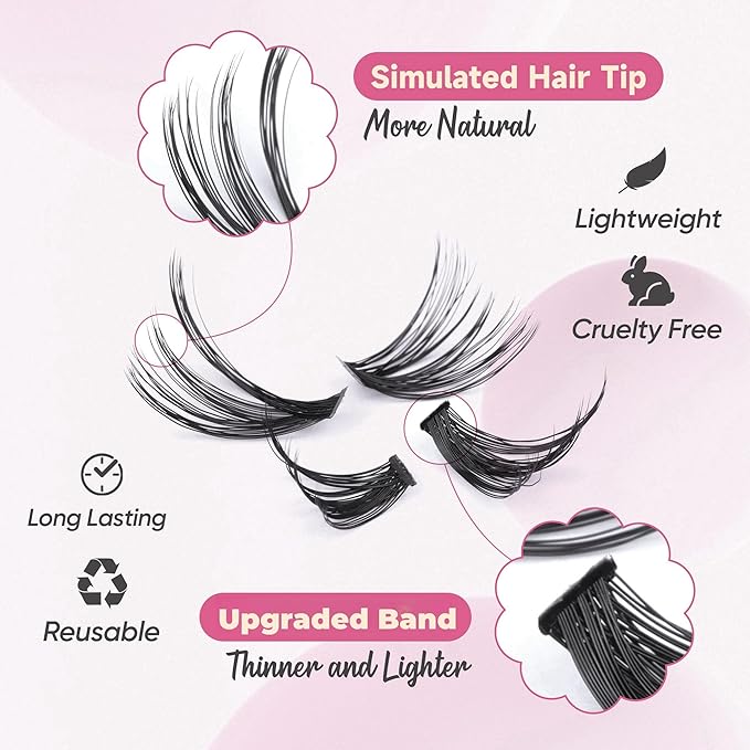 Lash Clusters 30D+40D Individual Lashes 320pcs Natural Cluster Eyelash Extensions 8-16MIX DIY Lash Extension D Curly Wispy False Eyelashes Clusters by TOOCHUNAG