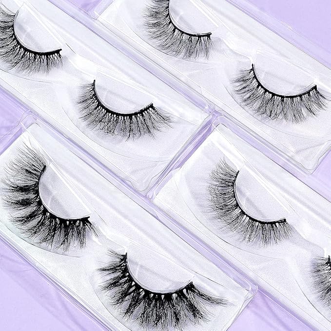 MAGEFY 20 Pairs 4 Styles Faux Mink Eyelashes, 7mm-18mm Lashes Natural Look to Dramatic False Eyelashes with Portable Boxes,Style-1