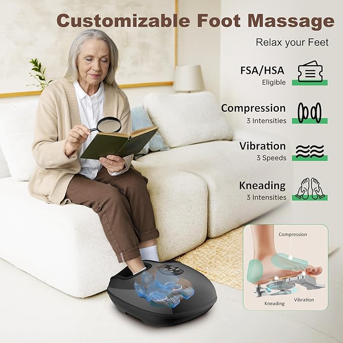 2026 Upgraded Shiatsu Foot Massager with Heat and Compression, FSA Eligible HSA Store Eligible, Remote Control, Foot Massager for Plantar Fasciitis, Neuropathy,Valentine's Day Gifts, Men, Women