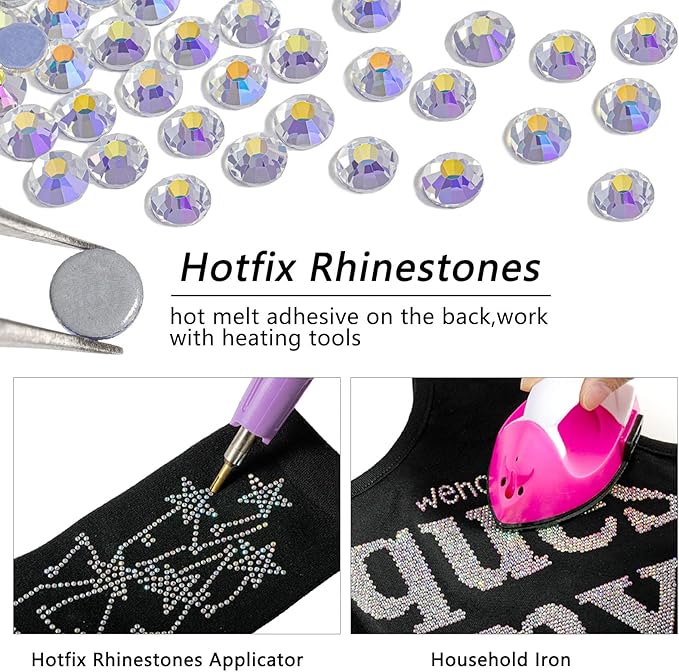 Beadsland Hotfix Rhinestones, 2880pcs Flatback Crystal Rhinestones for Crafts Clothes DIY Decorations, Starry Sky, SS6, 1.9-2.1mm