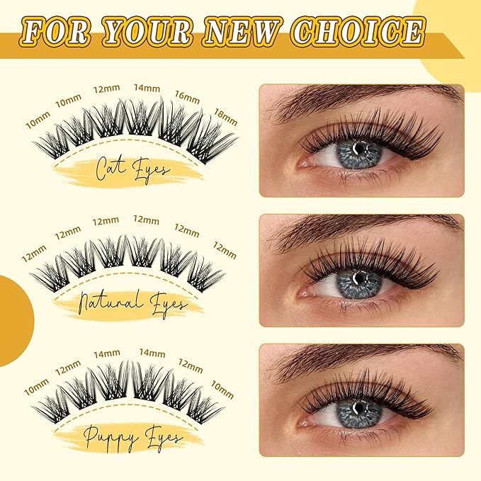 Leefrei Eyelash Clusters 10-18mm Wispy Lash Clusters D Curl DIY Cluster Lash Extension Kit Individual Lashes Kit With Bond & Seal, Glue Remover, Tweezers(LF01 Lashes Set)