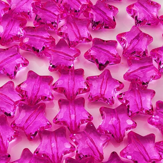 50pcs Acrylic Crystal Star Beads 20mm Star Shape Faceted Beads for Jewelry Making Bracelet Necklace Key Chains DIY Crafts(Rose Red)