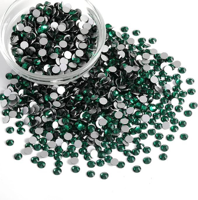 Beadsland Flatback Rhinestones Bulk,14400pcs Green Rhinestones for Nails Crafts Clothes DIY Decoration, Emerald, SS16, 3.8-4.0mm