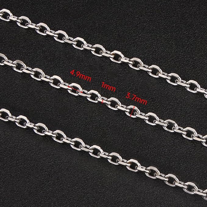 UMAOKANG 16.4 Feet Stainless Steel Chain for Jewelry Making Small Cable Chain Bulk with Jump Rings and Lobster Clasps