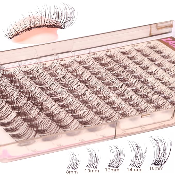 Brown Lash Clusters Natural Dark Brown Eyelash Clusters Invisible Band Brown Lash Extension C Curly DIY Cluster Lashes Wispy Individual Eyelash Extension by zanlufly
