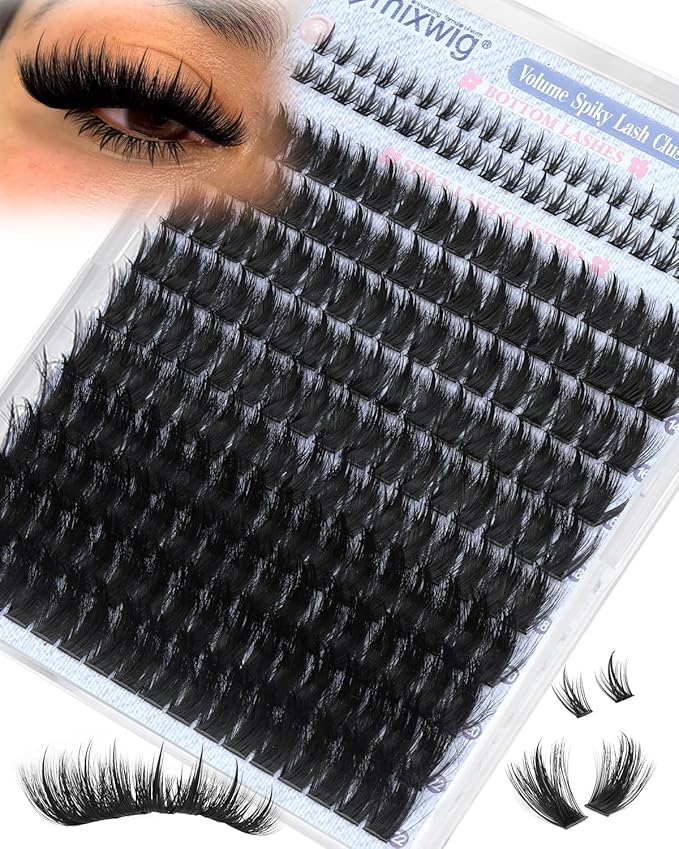 Wispy Lash Clusters Spikes Volume Eyelash Clusters Spiky Cluster Eyelash Extensions with Bottom Lashes Thick Cluster Lashes D Curly 6-22MM Individual Lashes Bond and Seal Tweezers by Lvmixwig