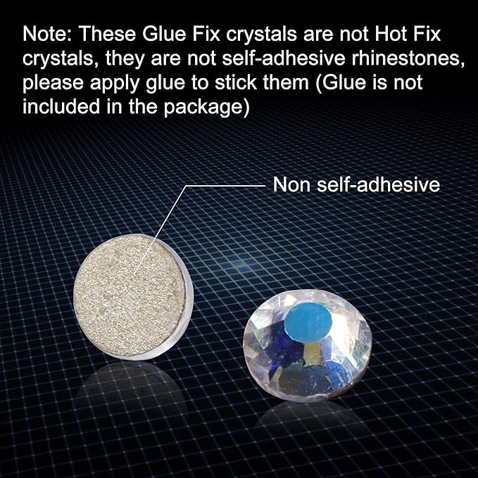 1440pcs Flatback Rhinestones Glue Fix Crystal Glass Diamantes Gems for Crafting Nail Art Crafts Decorations Clothes Shoes 4.8mm (ss20, Moonlight)